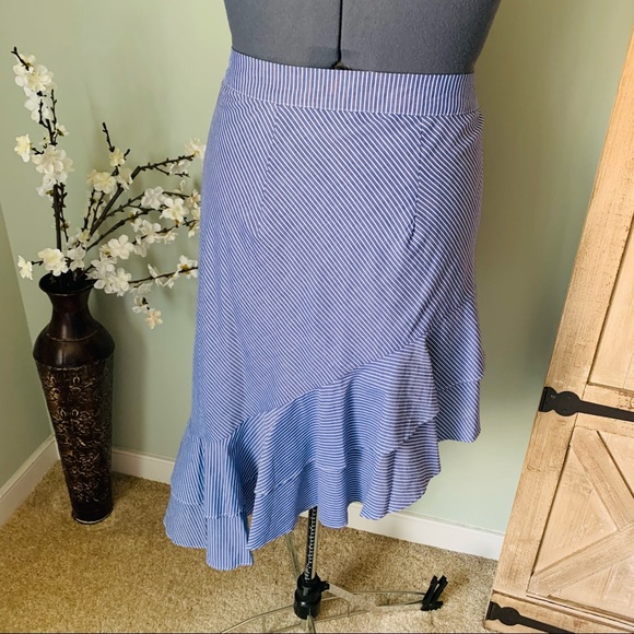 A New Day Asymmetrical Striped Ruffle Skirt Approx Sz 18 - Picture 4 of 7